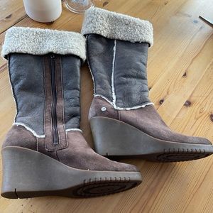 UGG Sandra Shearling Wedge Suede Boot